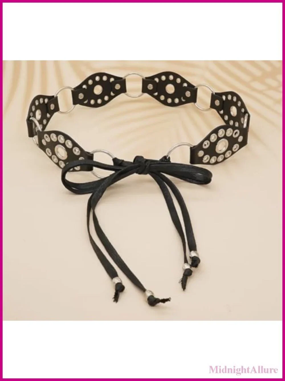 PU Leather Knotted Waist Belt Punk Rivet Ring for Dresses